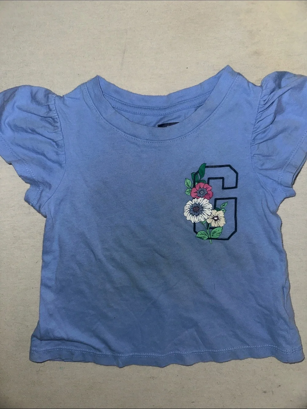 Kids Size 3T Girls' Blue Floral Number Tee